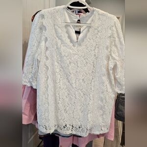 Elegant White Lace Women's Top
